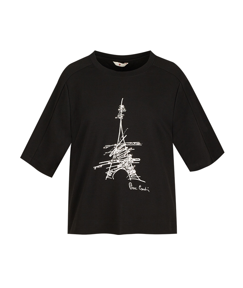 [피에르가르뎅] 에펠탑 자수 비딩 라운드 티셔츠 LOTS2411 - 던필드몰_DawnFieldMall